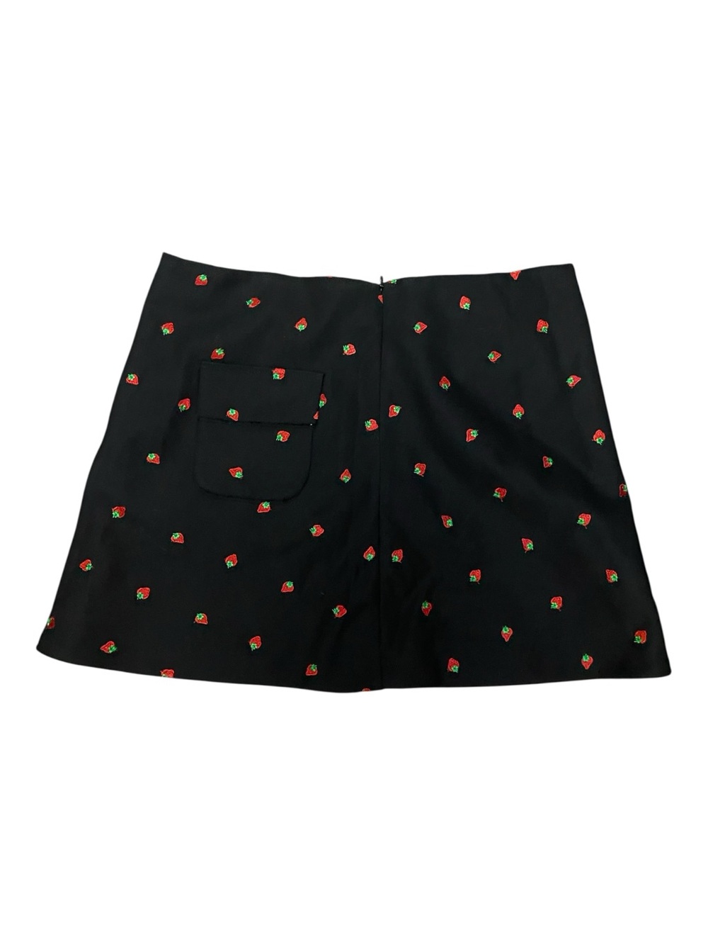Zara x Stephano Pilati Women NWT Black Mini Skirt Size M Black Red  Strawberries - Picture 3 of 8